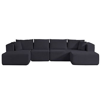 Convertible U Shaped Cloud Couch with 1 Ottoman