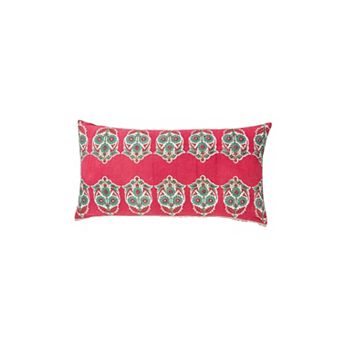 Parakeets Hot Pink and Green Lumbar Pillow Cover