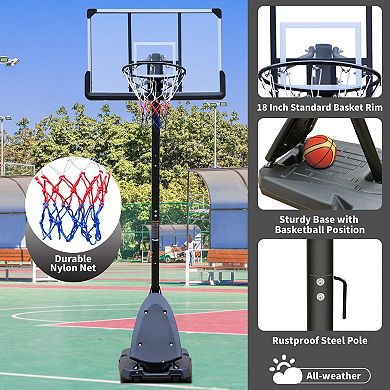 ELEMENT ACE Portable Height-Adjustable Basketball Hoop with Stable Base and Polycarbonate Backboard