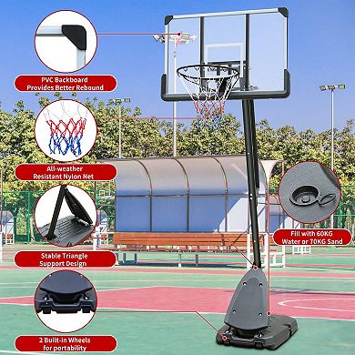 ELEMENT ACE Portable Height-Adjustable Basketball Hoop with Stable Base and Polycarbonate Backboard
