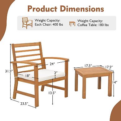3 Piece Outdoor Furniture Set with Soft Cushions