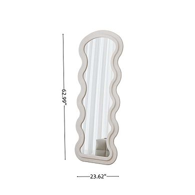 Flannel Full Length Wave Floor Mirror with Stand for Bedroom and Living Room