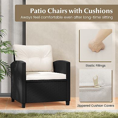 3 Piece Patio Furniture Set with Tempered Glass Tabletop