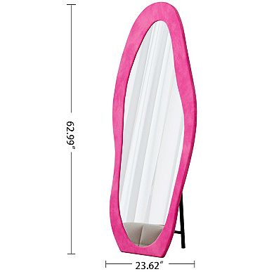 Flannel Wrapped Irregular Wavy Full Length Floor and Wall Mirror 63 x 24