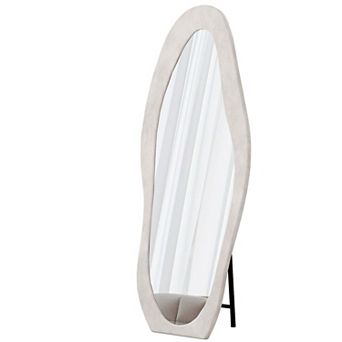 Flannel Wrapped Irregular Wavy Full Length Floor and Wall Mirror 63 x 24