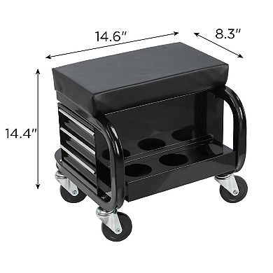 ELEMENT ACE Rolling Creeper Shop Seat with Three Built-in Drawers and Tool Storage