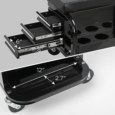 ELEMENT ACE Rolling Creeper Shop Seat with Three Built-in Drawers and Tool Storage