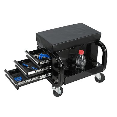 ELEMENT ACE Rolling Creeper Shop Seat with Three Built-in Drawers and Tool Storage