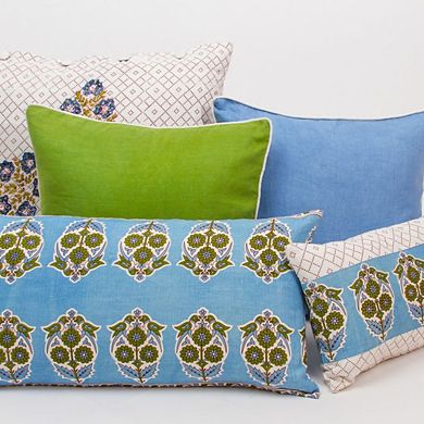 Parakeets Blue and Green Lumbar Pillow Cover