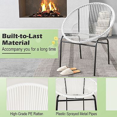 3 Piece Patio Bistro Set with Acapulco Chairs and Glass Table