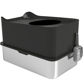 ELEMENT ACE Top Entry Enclosed Cat Litter Box with Scoop and Non-Slip Pads