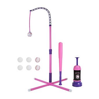 3-in-1 Baseball Toy Set Tee Ball Stand, Hanging Tee & Launcher for Kids Ages 3-5 Indoor/Outdoor