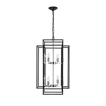ELEMENT ACE Modern Geometric Eight-Light Pendant Chandelier with Metal Frame and Adjustable Hanging