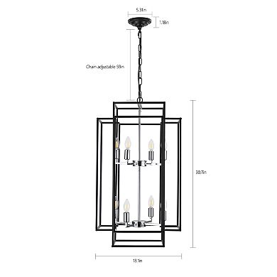 ELEMENT ACE Modern Geometric Eight-Light Pendant Chandelier with Metal Frame and Adjustable Hanging
