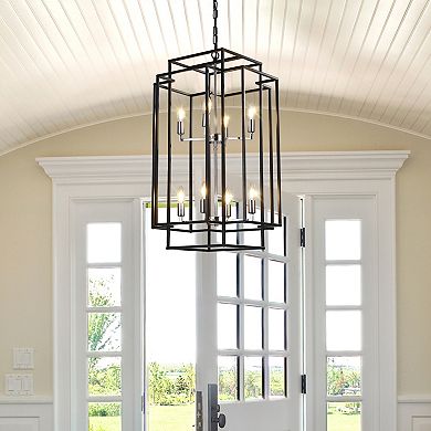 ELEMENT ACE Modern Geometric Eight-Light Pendant Chandelier with Metal Frame and Adjustable Hanging