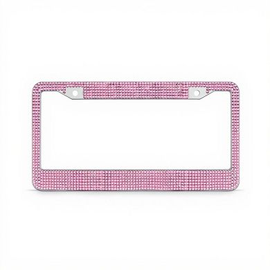 Rhinestone License Plate Frame 2-Piece Set Sparkling Crystal Car Accessory 12x6.5in