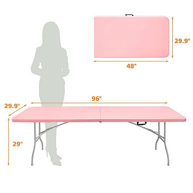 ELEMENT ACE 8 Foot Portable Plastic Folding Table for Camping Picnics Parties