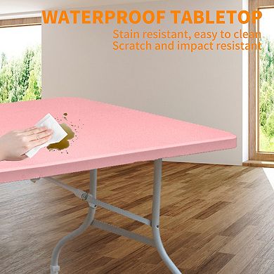 ELEMENT ACE 8 Foot Portable Plastic Folding Table for Camping Picnics Parties