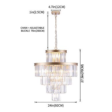 ELEMENT ACE Modern Luxury Crystal Chandelier Lighting Fixture with Golden Metal Finish