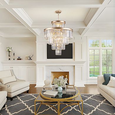 ELEMENT ACE Modern Luxury Crystal Chandelier Lighting Fixture with Golden Metal Finish