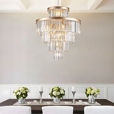 ELEMENT ACE Modern Luxury Crystal Chandelier Lighting Fixture with Golden Metal Finish