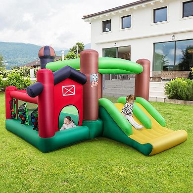 Farm Themed 6 in 1 Inflatable Castle with Trampoline and 735W Blower