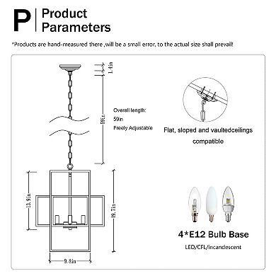 ELEMENT ACE 4-Light Tiered Metal Lantern Pendant Industrial Farmhouse Adjustable Chandelier