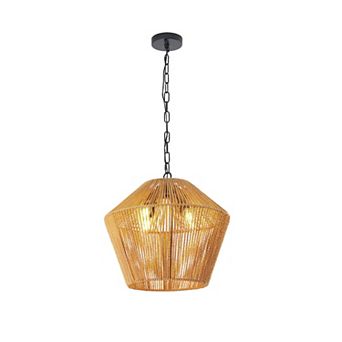 ELEMENT ACE Handcrafted Hemp Rope Pendant Light Fixture Adjustable Farmhouse Style