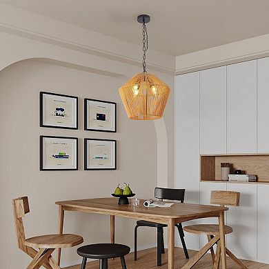 ELEMENT ACE Handcrafted Hemp Rope Pendant Light Fixture Adjustable Farmhouse Style