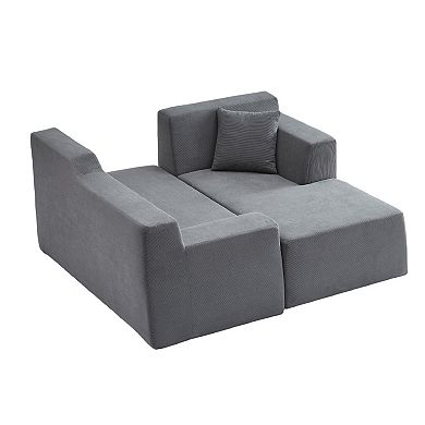 CEWOR Right Armrest L-Shaped Combination Sofa, Corduroy High Back,Cushion Sofa for Living Room