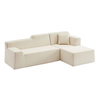 CEWOR Right Armrest L-Shaped Combination Sofa, Corduroy High Back,Cushion Sofa for Living Room