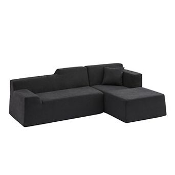 CEWOR Right Armrest L-Shaped Combination Sofa, Corduroy High Back,Cushion Sofa for Living Room