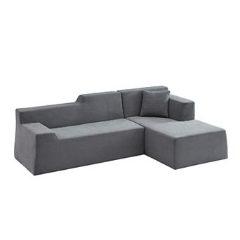 CEWOR Right Armrest L-Shaped Combination Sofa, Corduroy High Back,Cushion Sofa for Living Room
