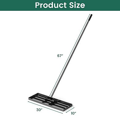 30 x 10 Inch Lawn Leveling Rake with Ergonomic Handle