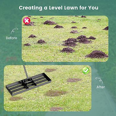 30 x 10 Inch Lawn Leveling Rake with Ergonomic Handle