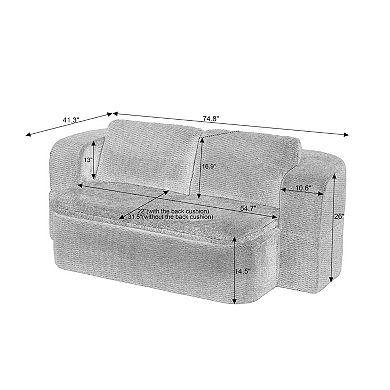 Convertible Sofa Bed,Foldable Futon with Mattress,Boneless Fabric Sofa for Living Room,No Assembly