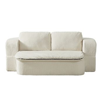 Convertible Sofa Bed,Foldable Futon with Mattress,Boneless Fabric Sofa for Living Room,No Assembly