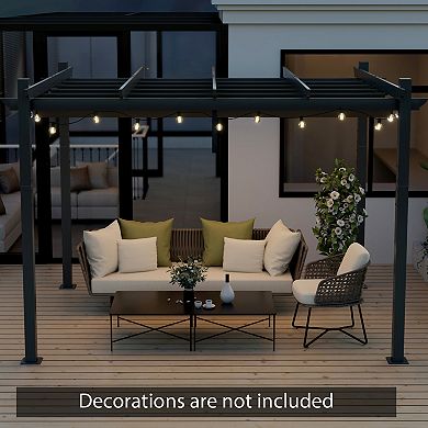 10 x 12 Foot Outdoor Aluminum Retractable Pergola Canopy