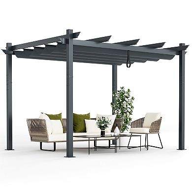 10 x 12 Foot Outdoor Aluminum Retractable Pergola Canopy