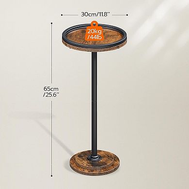 Small Round Side Table with Pedestal Accent for Small Spaces in Living Room, Bedroom, Sofa Couch