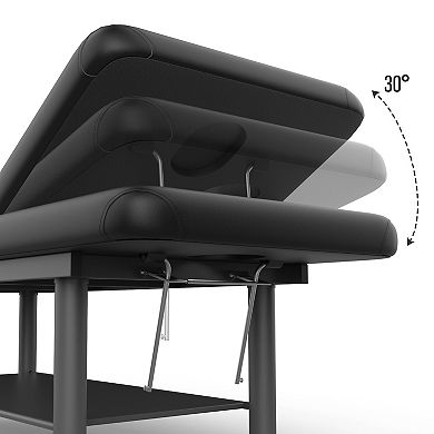 Massage Table Adjustable Back, Metal Frame, 4 Circular Legs,Segmented