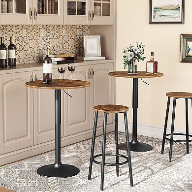 Set of 2 Round Height Stools with Footrest, for Dining Room, Kitchen, Party