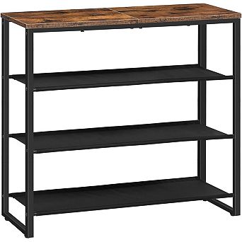 4 tier Shoe Rack for Entryway, with Adjustable Mesh Shelves, 16-20 Pairs of Shoes