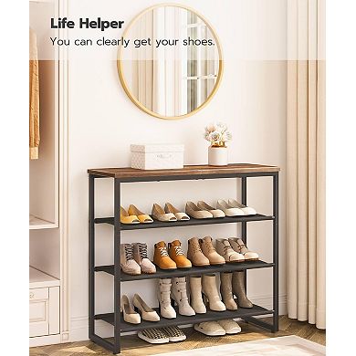 4-Tier Shoe Rack for Entryway, with Adjustable Mesh Shelves, 16-20 Pairs of Shoes