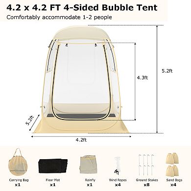 Pop Up Sports Tent Instant Shelter with Panoramic Clear PVC Design