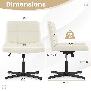 PU Leather Cross-Legged Office Chair with Wide U-Shaped Seat-Beige