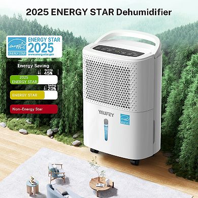 Yaufey 32 Pint Dehumidifier for 2,000 Sq. Ft Home with Drain Hose & Quiet with Humidity Control