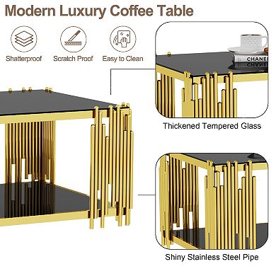 Modern Rectangle Coffee Table Large Center Table for Living Room