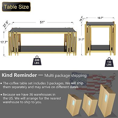 Modern Rectangle Coffee Table Large Center Table for Living Room