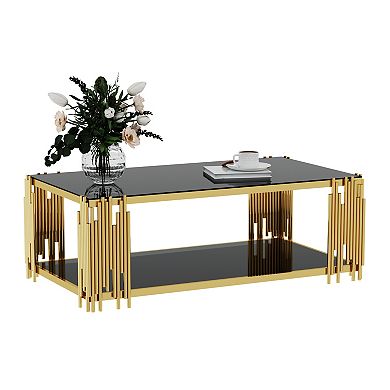Modern Rectangle Coffee Table Large Center Table for Living Room